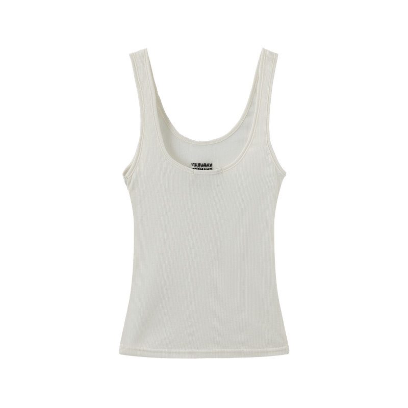 Vague sheer knit tank top- White