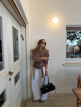 Vague wool belt jacket