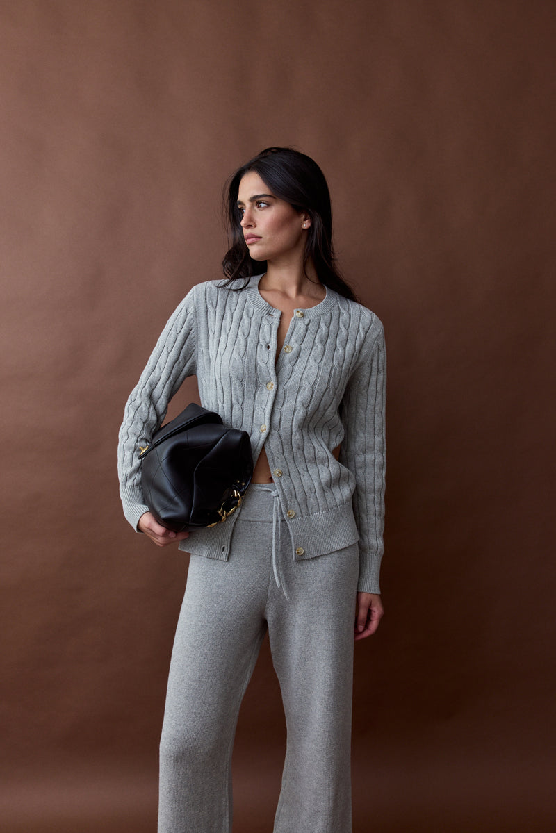 Vague Atelier Knit Buttoned Cardigan – Grey