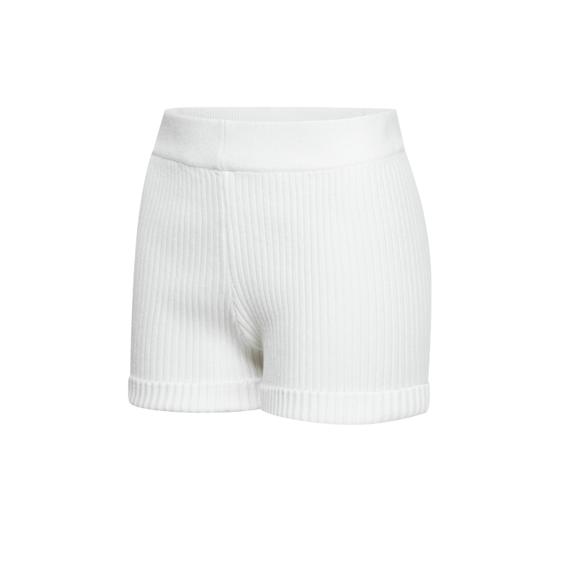 Vague knit shorts- White