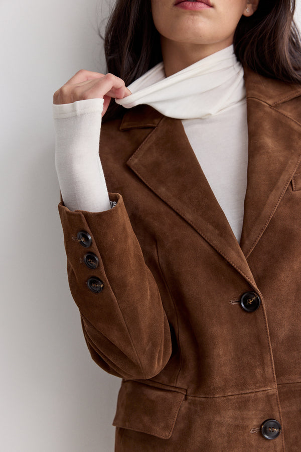 Vague tailored Suede Blazer- brown