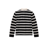 Vague striped polo shirt- Black