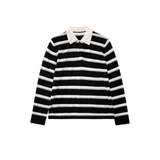 Vague striped polo shirt- Black
