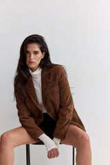 Vague tailored Suede Blazer- brown