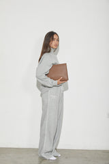 Vague straight leg French Terry trousers- Grey