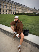 Vague Cropped Suede Jacket - Brown