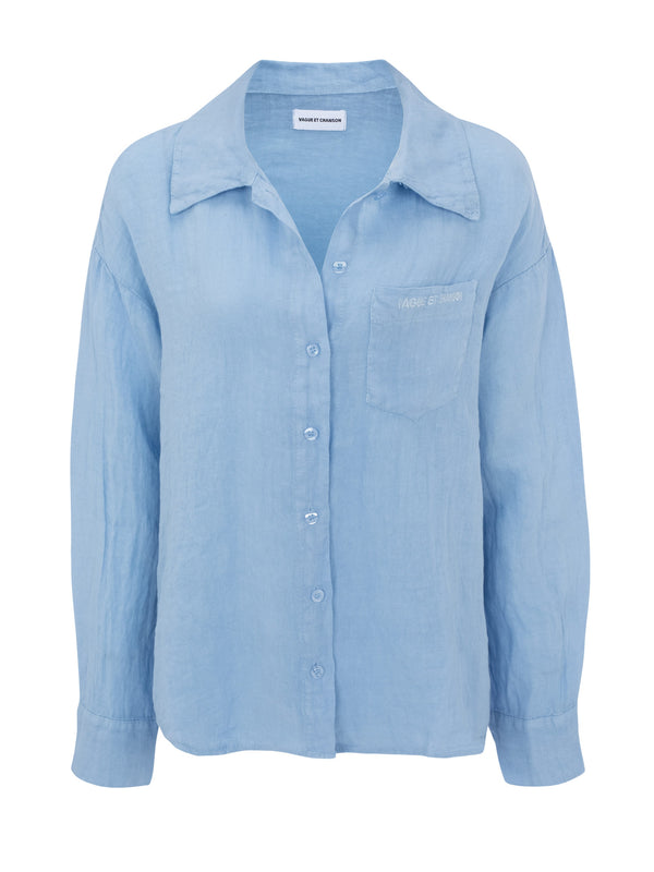 Vague linen button up shirt- LIGHT BLUE
