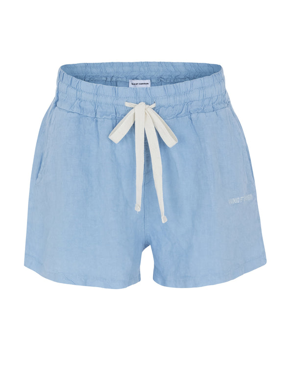Vague linen shorts-LIGHT BLUE