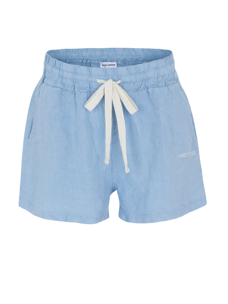 Vague linen shorts-LIGHT BLUE