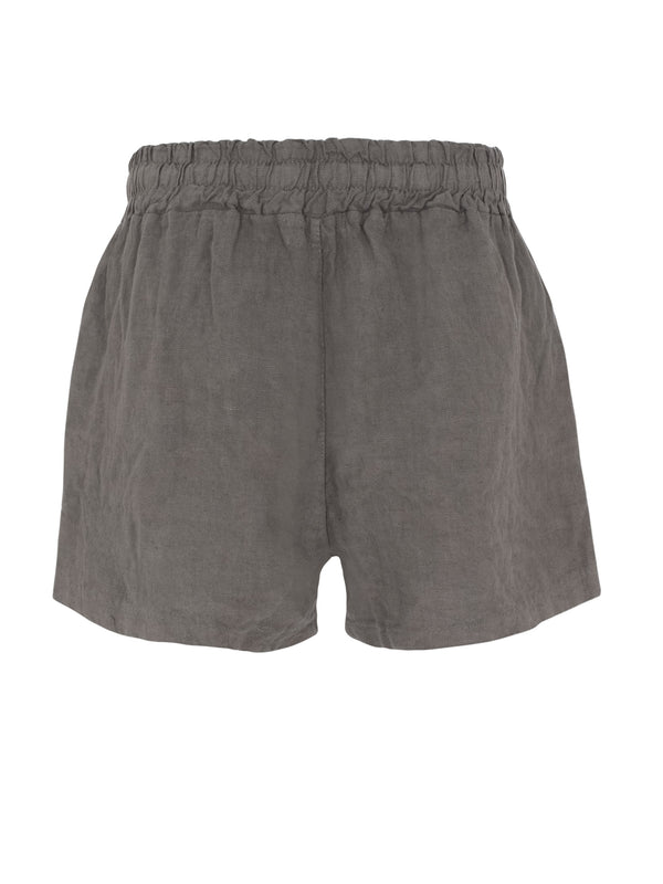 Vague linen shorts-DARK GREY