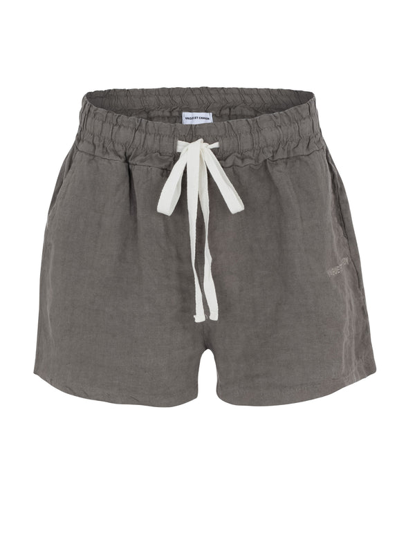 Vague linen shorts-DARK GREY