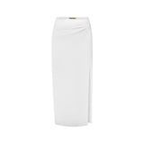 Vague satin skirt- White