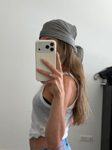 Vague linen striped scarf