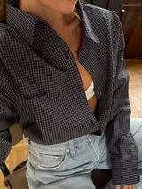 Vague plaid button up shirt- Blue