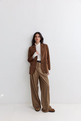Vague tailored Suede Blazer- brown