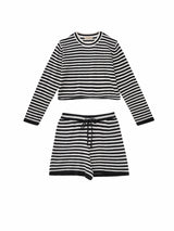 Vague striped knit set- Black & White