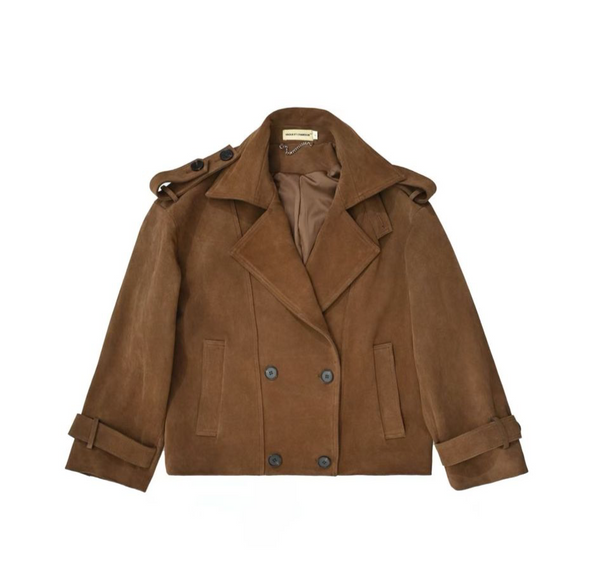 PRE ORDER Vague Cropped Suede Jacket - Brown