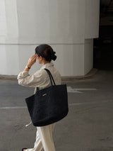 Vague Raffia handmade tote - black