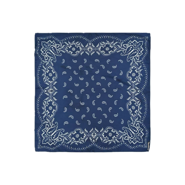 Vague paisley golden logo bandana- blue