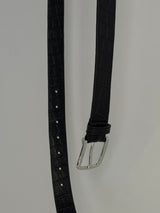 Vague croc Silver Buckle Belt- Black