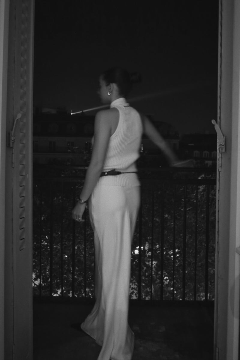 Vague knitted twist tank top- Cream