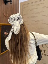 Vague paisley golden logo bandana- white
