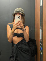 Vague straw bucket hat N02- striped