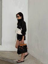 Vague Nylon Sweatshirt - Black/Cream