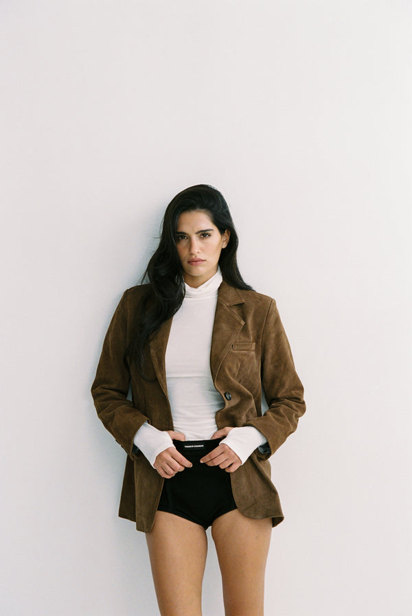 Vague tailored Suede Blazer- brown