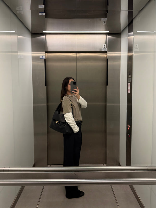 Vague layered Essential Tee- Beige