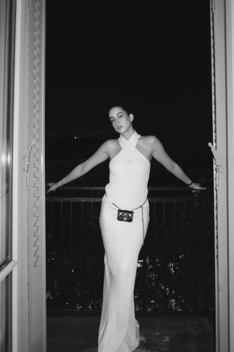 Vague knitted twist tank top- Cream