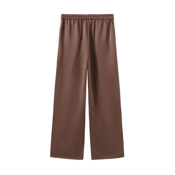 Vague et Chanson classic satin trousers-  Brown