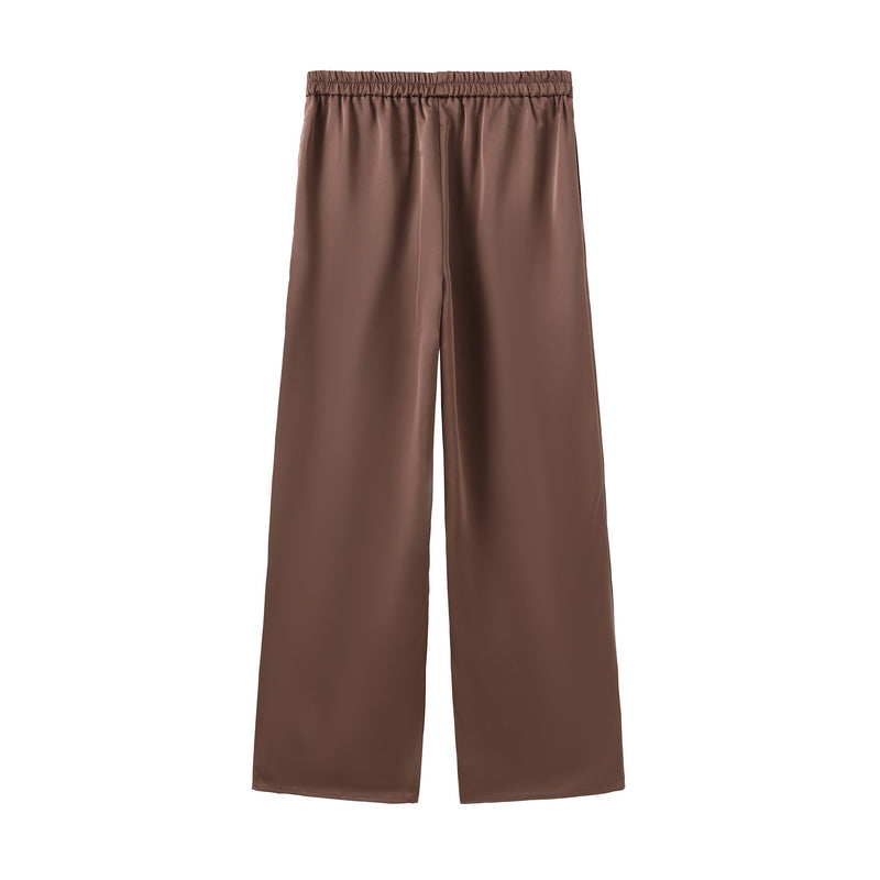 Vague et Chanson classic satin trousers-  Brown