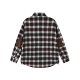 Vague plaid flannel button up shirt- brown/grey