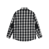 Vague plaid flannel button up shirt- black/grey