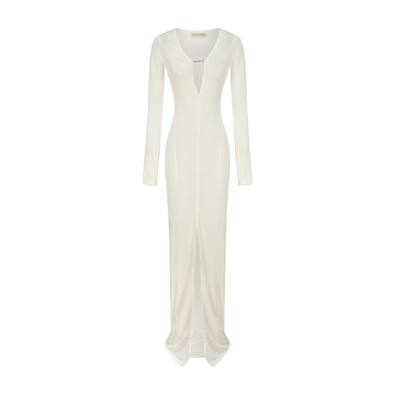 Vague crochet golden logo dress