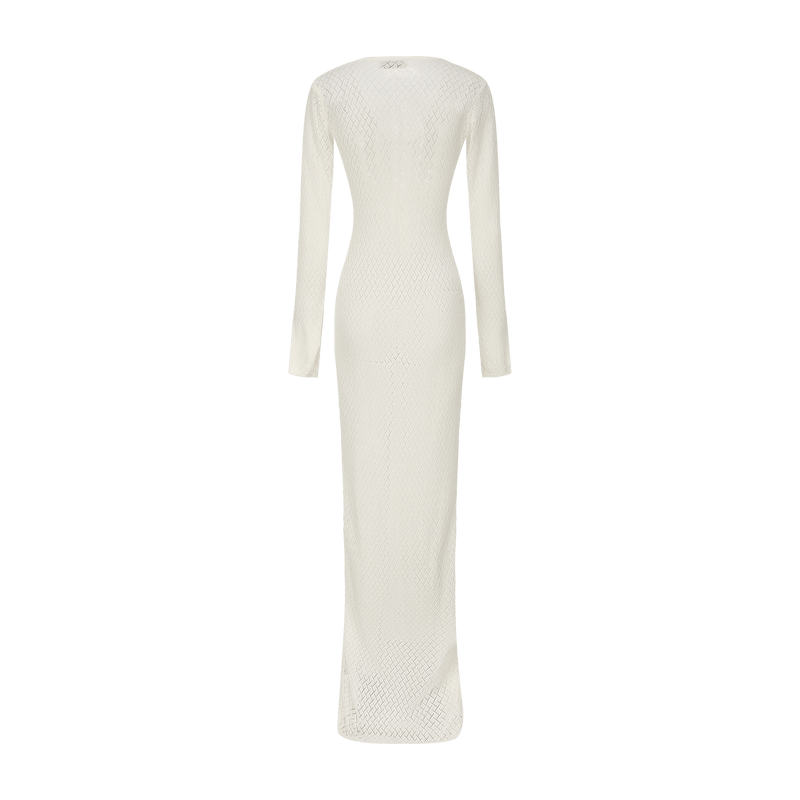 Vague crochet golden logo dress