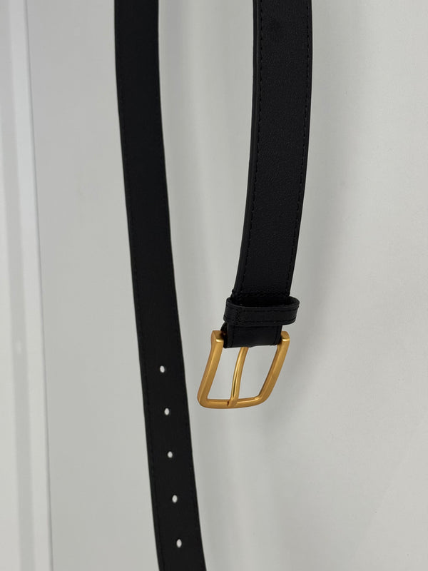 Vague classic Gold Buckle Belt- Black