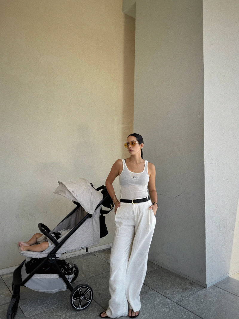 Vague sheer knit tank top- White