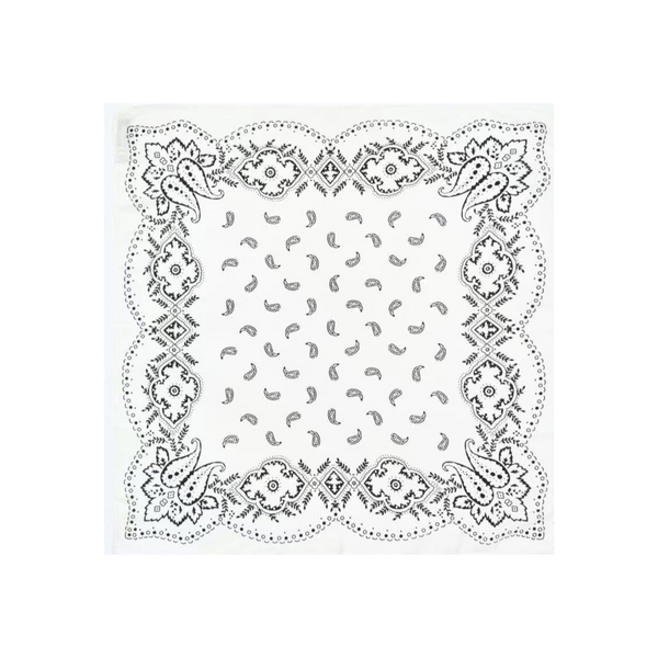 Vague paisley golden logo bandana- white