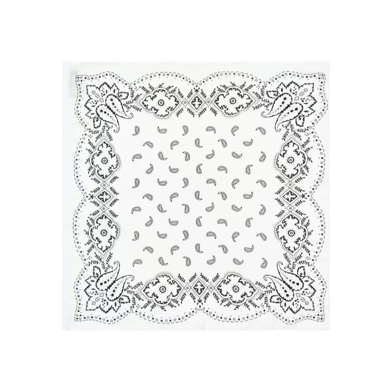 Vague paisley golden logo bandana- white