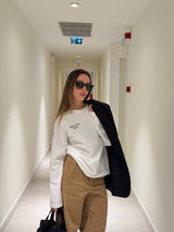 Vague oversized long sleeve t shirt- white