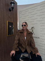 PRE ORDER Vague Cropped Suede Jacket - Brown