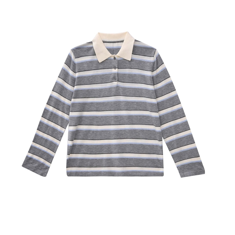 Vague striped polo shirt- grey