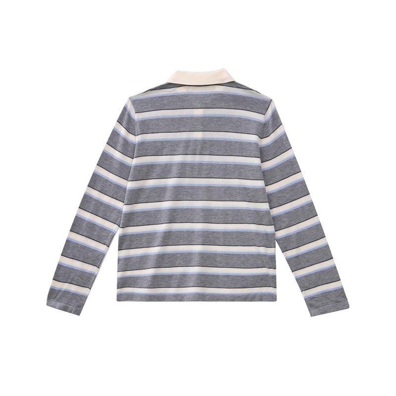 Vague striped polo shirt- grey
