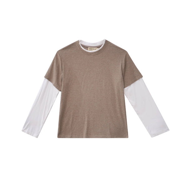 Vague layered Essential Tee- Beige