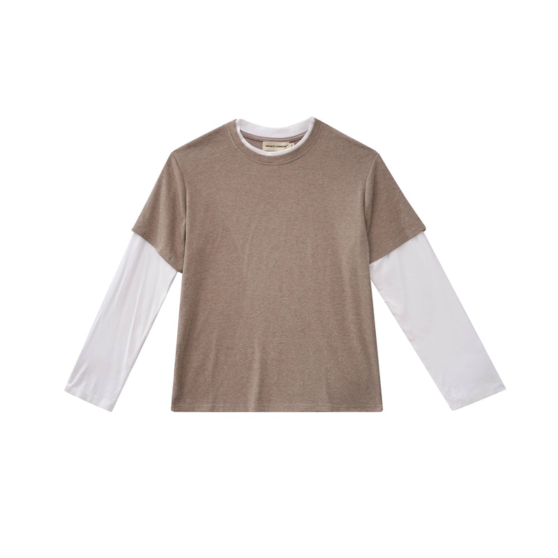 Vague layered Essential Tee- Beige