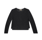Vague long sleeve crochet shirt -black