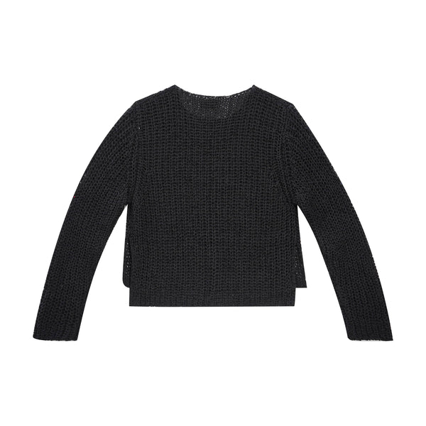 Vague long sleeve crochet shirt -black