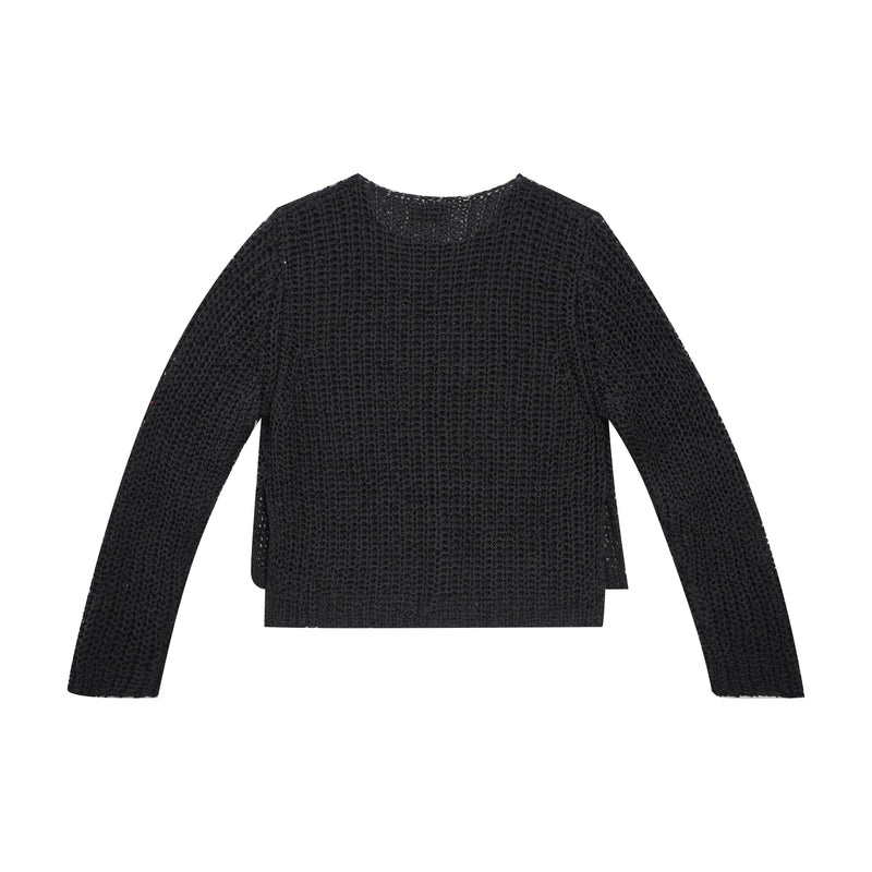 Vague long sleeve crochet shirt -black